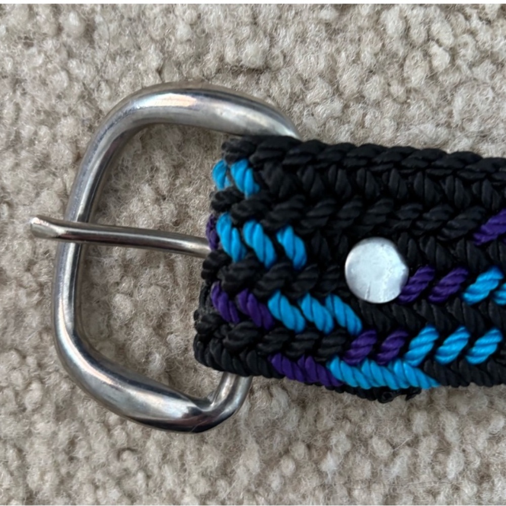 Nocona Western Woven Black Belt with Blue and Purple Accents
